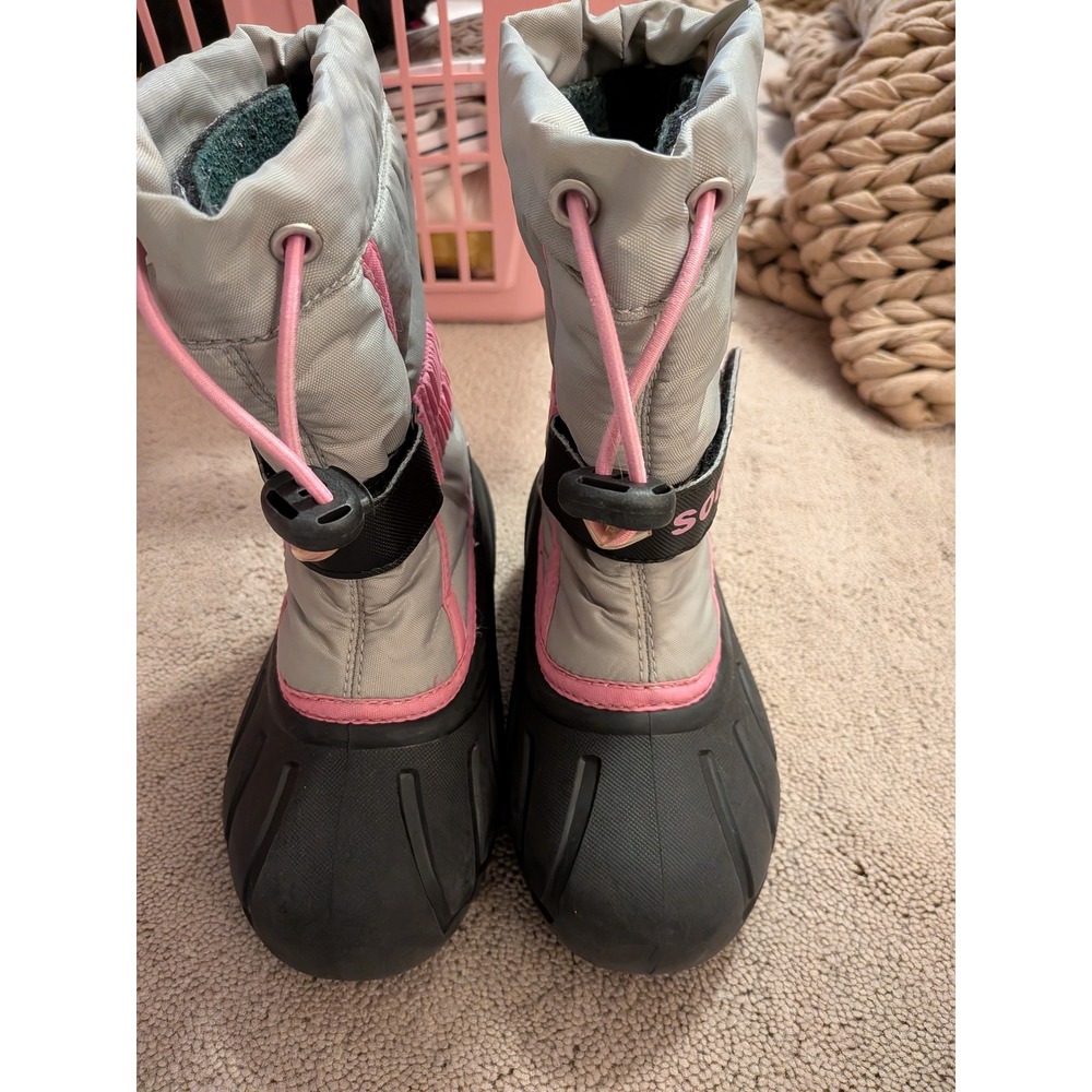 Sorel Flurry Kids Winter Snow Boots Grey Pink NC1965-061 Size 11 Toddler